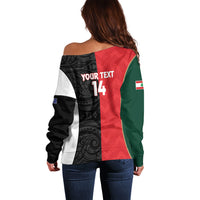 Custom Rugby New Zealand and Lebanon Off Shoulder Sweater All Black Cedars Together
