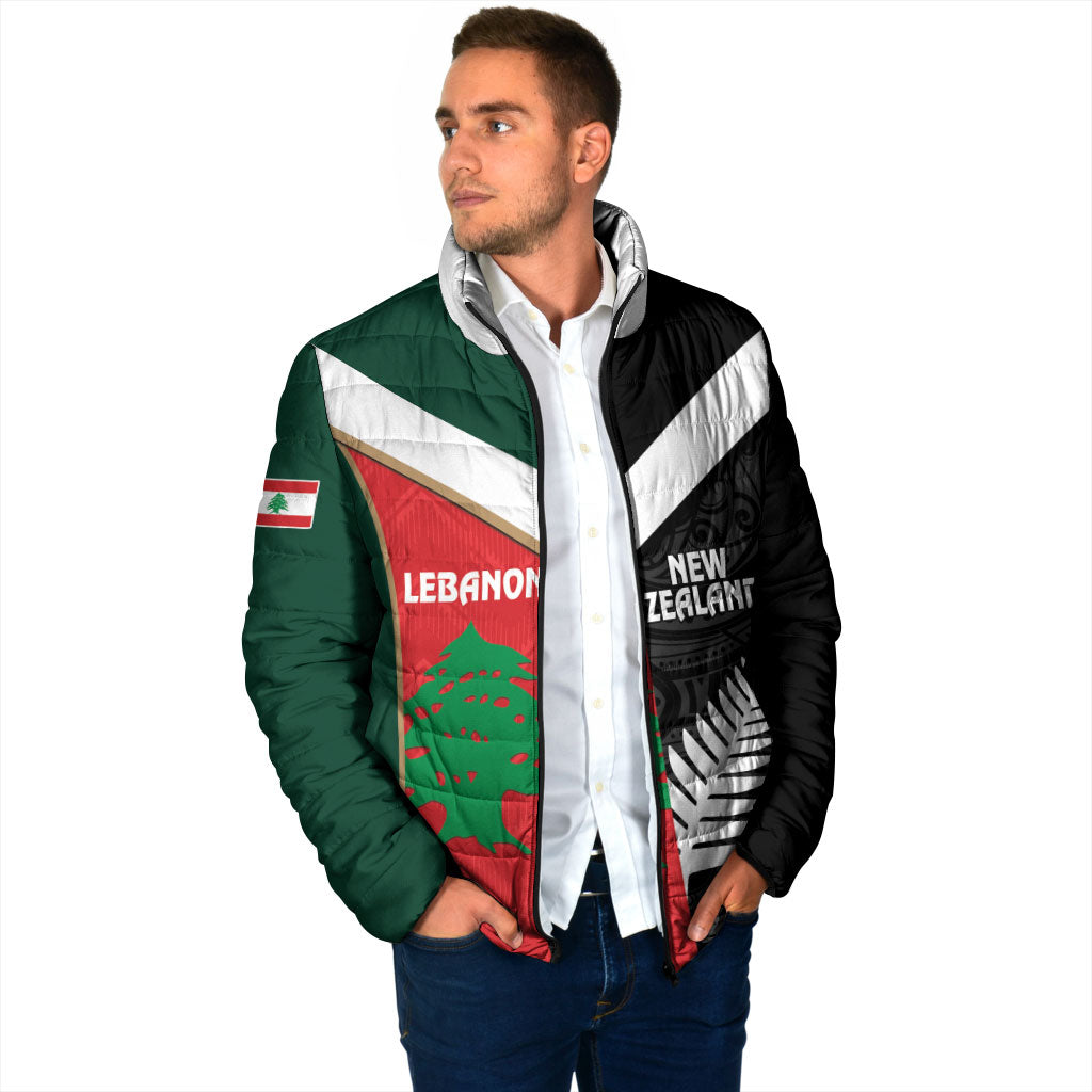 Custom Rugby New Zealand and Lebanon Padded Jacket All Black Cedars Together