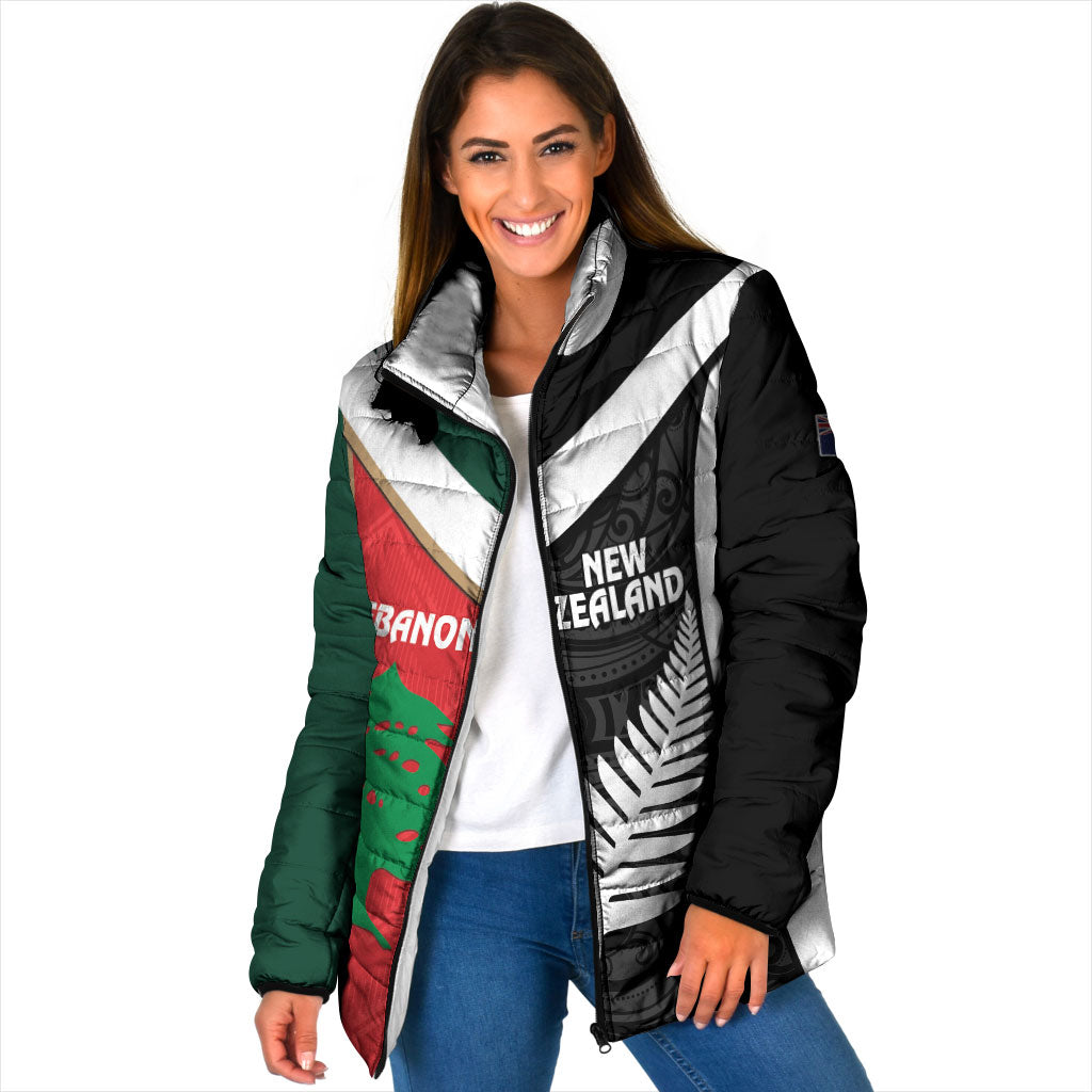 Custom Rugby New Zealand and Lebanon Padded Jacket All Black Cedars Together
