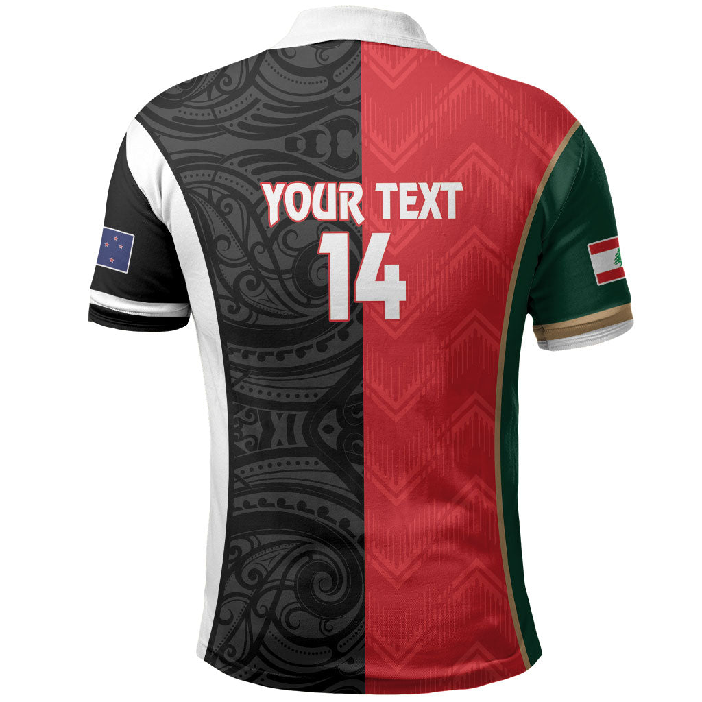 Custom Rugby New Zealand and Lebanon Polo Shirt All Black Cedars Together