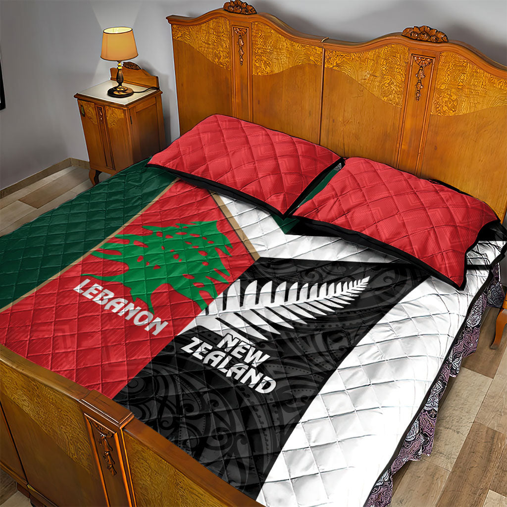 Rugby New Zealand and Lebanon Quilt Bed Set All Black Cedars Together