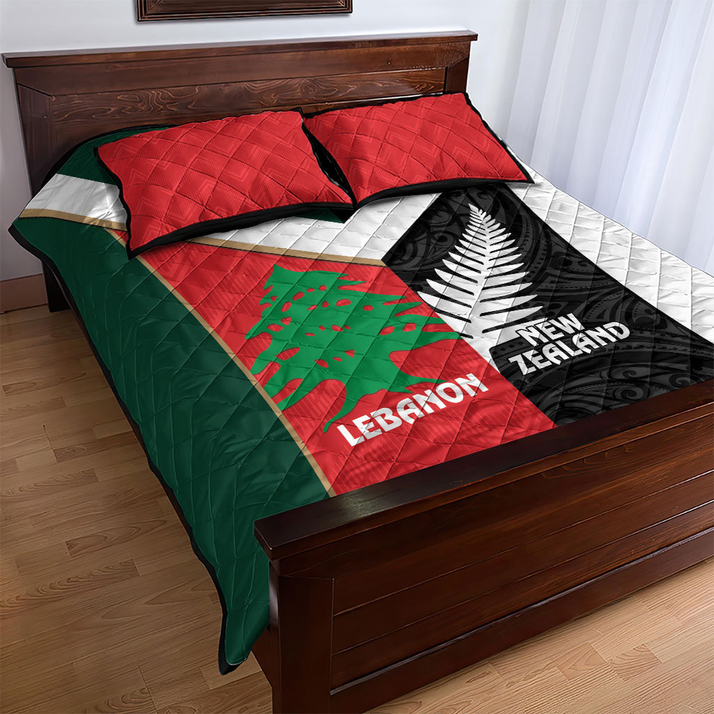Rugby New Zealand and Lebanon Quilt Bed Set All Black Cedars Together