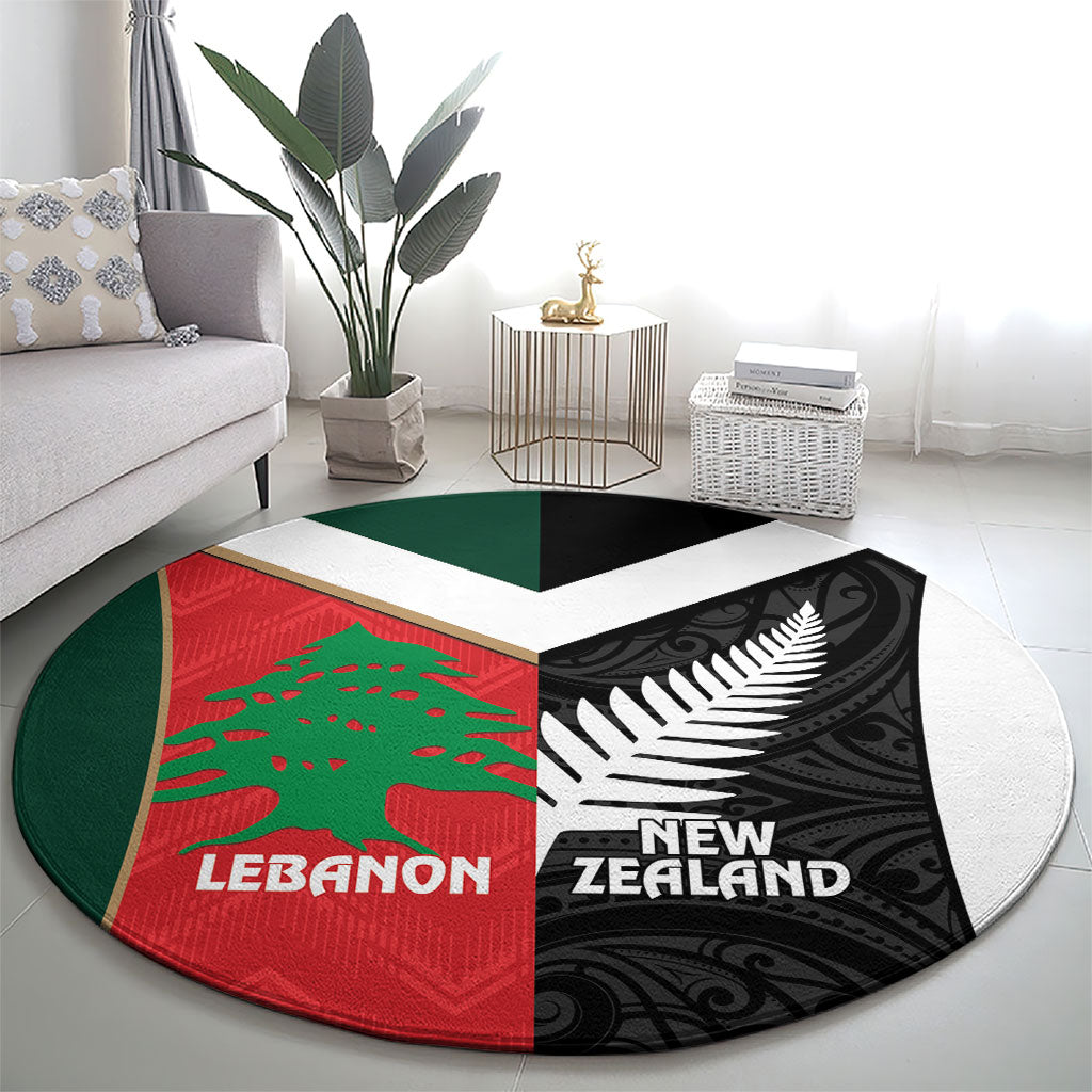 Rugby New Zealand and Lebanon Round Carpet All Black Cedars Together