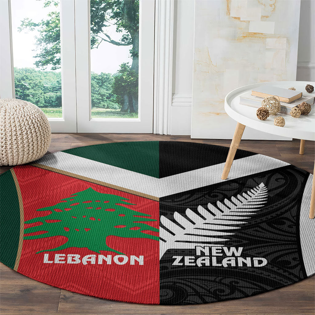 Rugby New Zealand and Lebanon Round Carpet All Black Cedars Together
