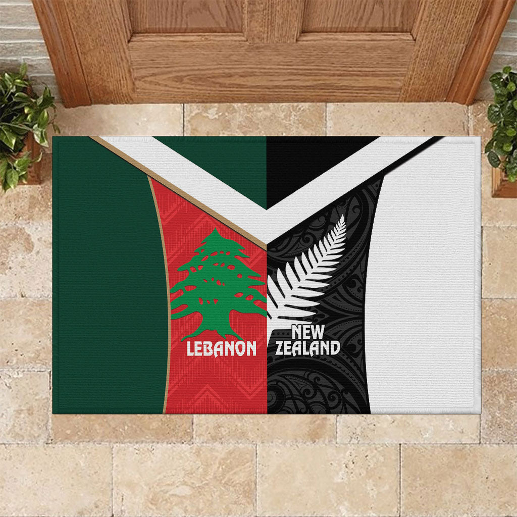 Rugby New Zealand and Lebanon Rubber Doormat All Black Cedars Together