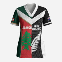 Custom Rugby New Zealand and Lebanon Scrub Top All Black Cedars Together