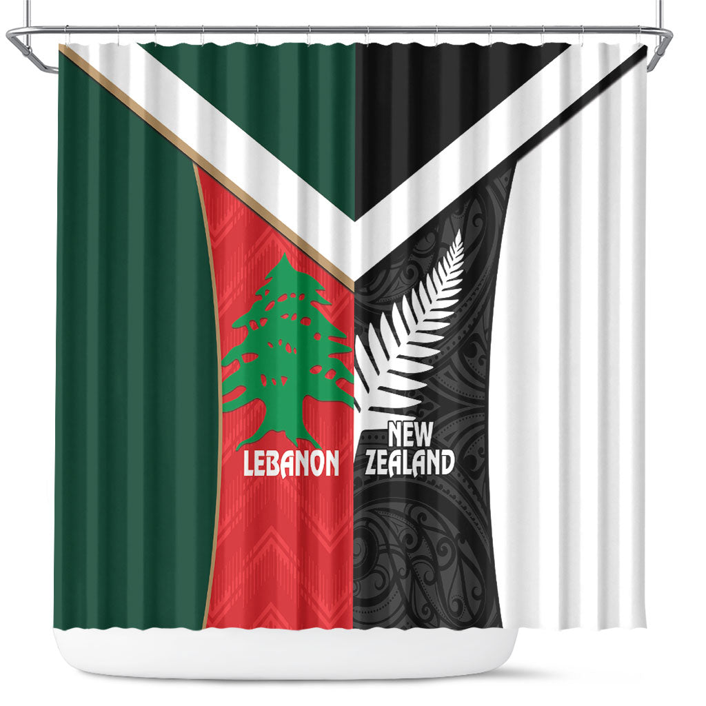 Rugby New Zealand and Lebanon Shower Curtain All Black Cedars Together