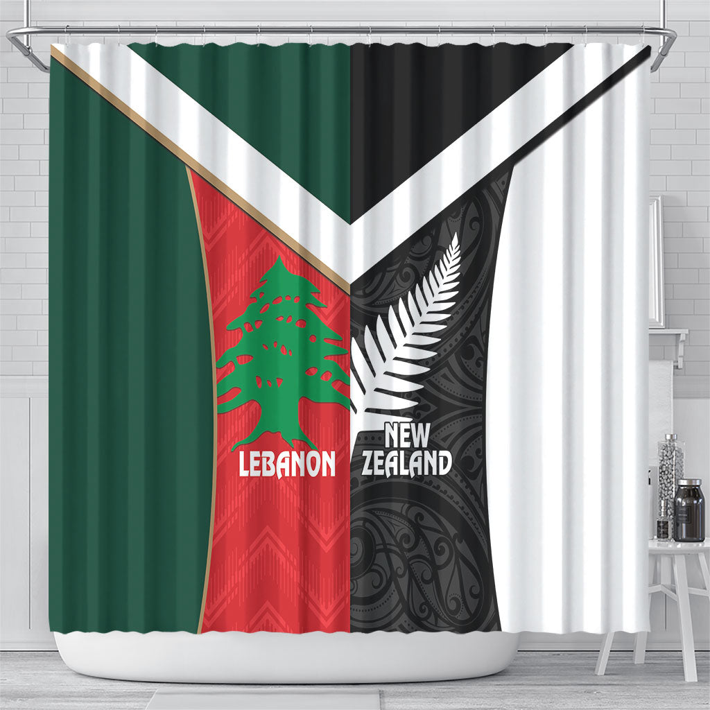 Rugby New Zealand and Lebanon Shower Curtain All Black Cedars Together