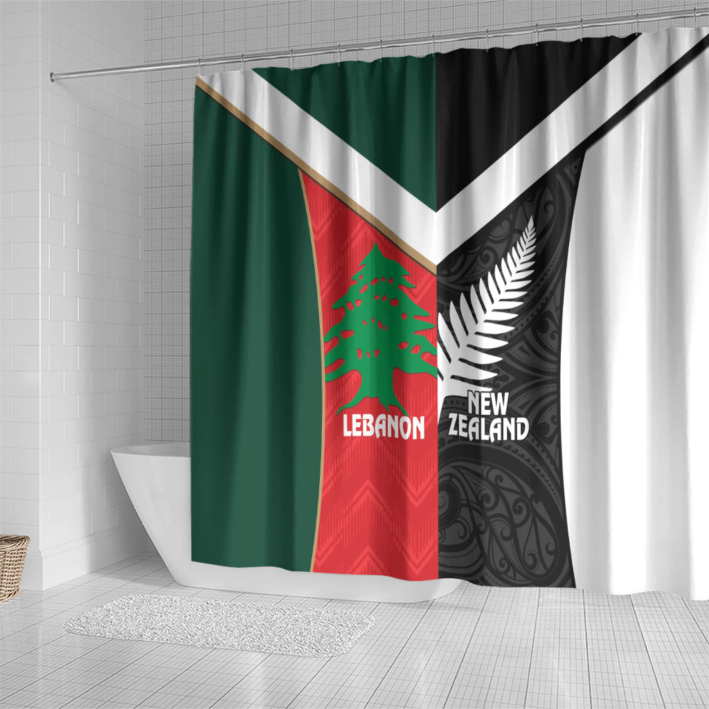 Rugby New Zealand and Lebanon Shower Curtain All Black Cedars Together