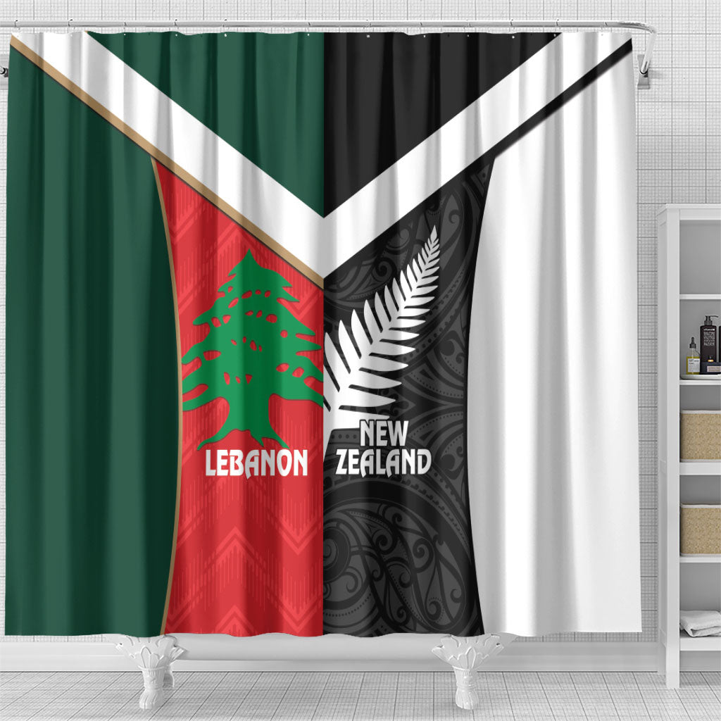 Rugby New Zealand and Lebanon Shower Curtain All Black Cedars Together