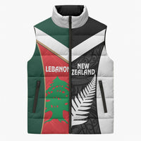 Custom Rugby New Zealand and Lebanon Sleeveless Puffer Jacket All Black Cedars Together