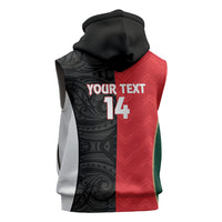Custom Rugby New Zealand and Lebanon Sleeveless Zip Hoodie All Black Cedars Together