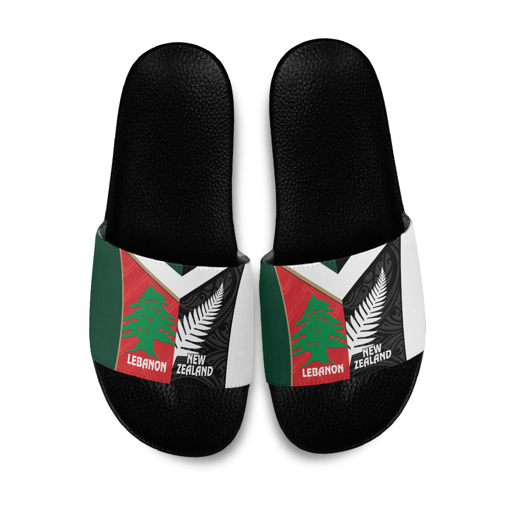 Rugby New Zealand and Lebanon Slide Sandals All Black Cedars Together