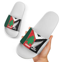 Rugby New Zealand and Lebanon Slide Sandals All Black Cedars Together