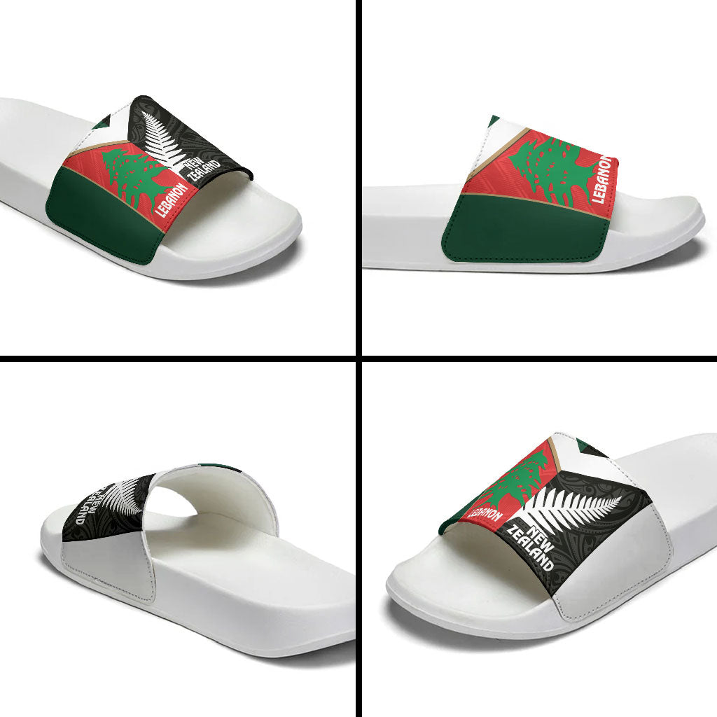 Rugby New Zealand and Lebanon Slide Sandals All Black Cedars Together