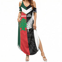 Custom Rugby New Zealand and Lebanon Summer Maxi Dress All Black Cedars Together