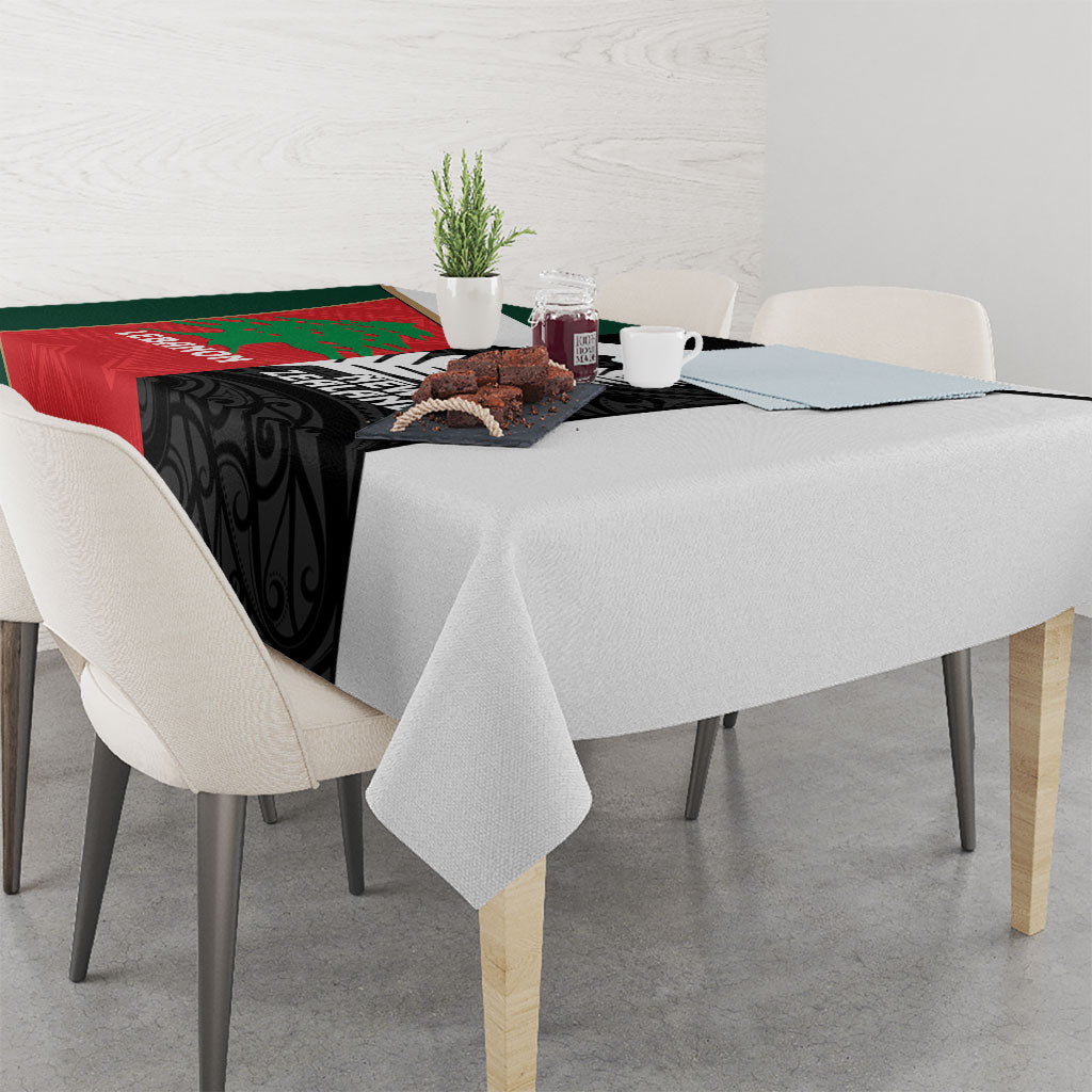 Rugby New Zealand and Lebanon Tablecloth All Black Cedars Together