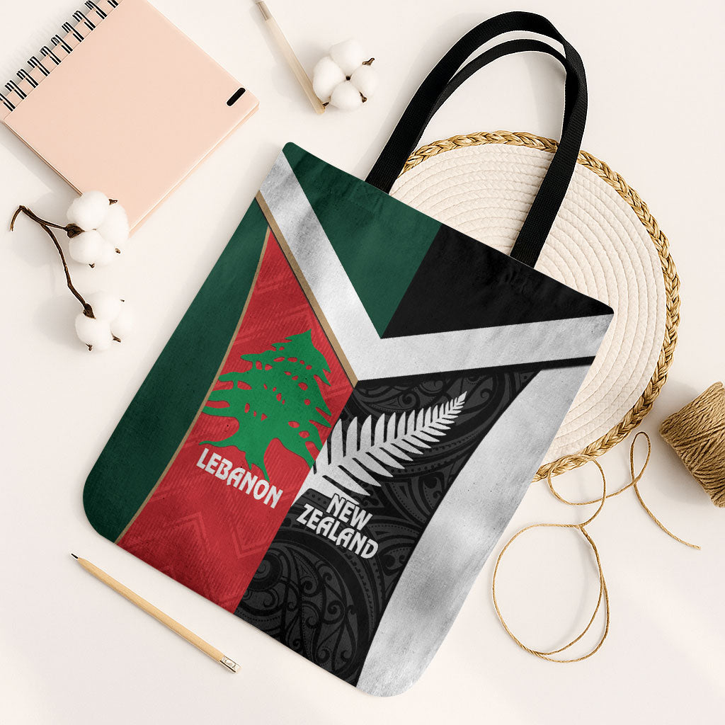 Rugby New Zealand and Lebanon Tote Bag All Black Cedars Together