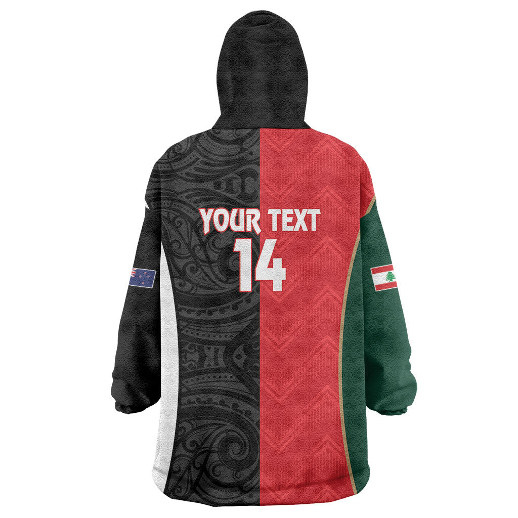 Custom Rugby New Zealand and Lebanon Wearable Blanket Hoodie All Black Cedars Together