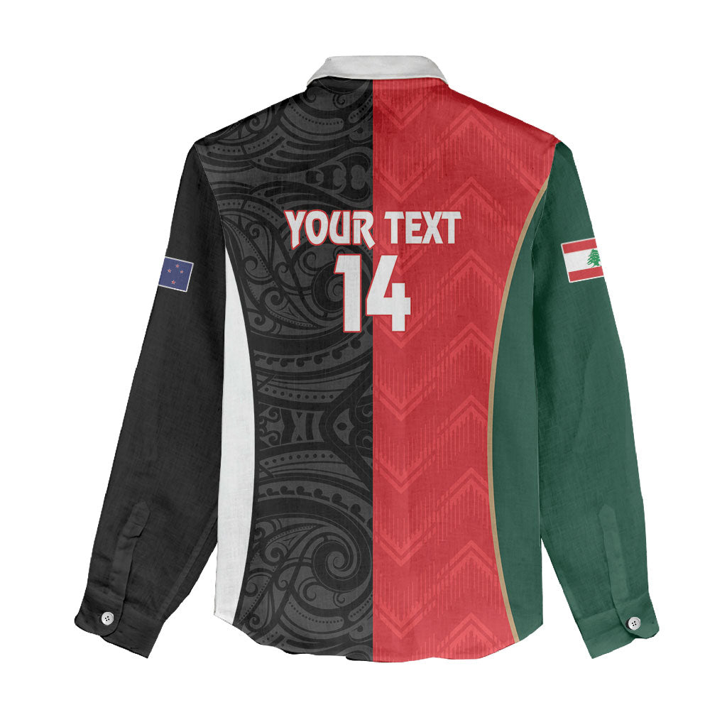 Custom Rugby New Zealand and Lebanon Women Casual Shirt All Black Cedars Together