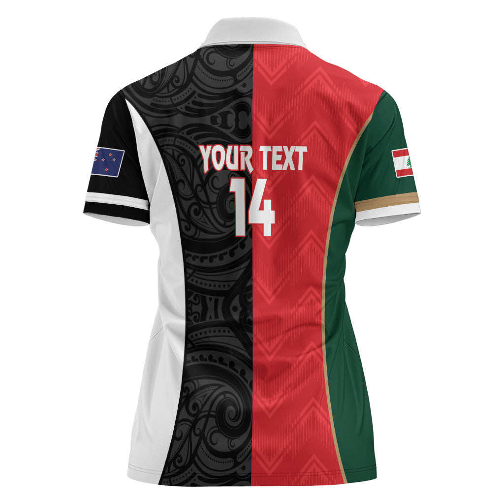 Custom Rugby New Zealand and Lebanon Women Polo Shirt All Black Cedars Together