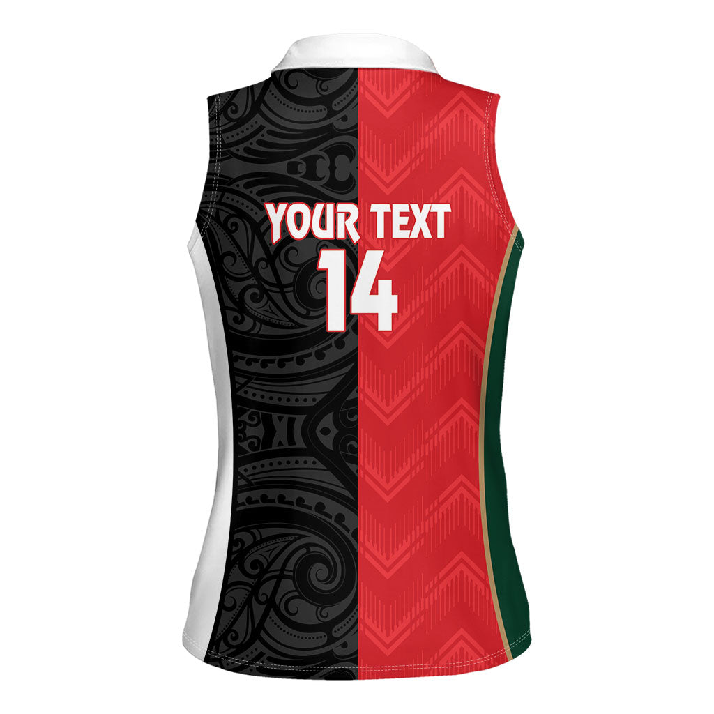 Custom Rugby New Zealand and Lebanon Women Sleeveless Polo Shirt All Black Cedars Together