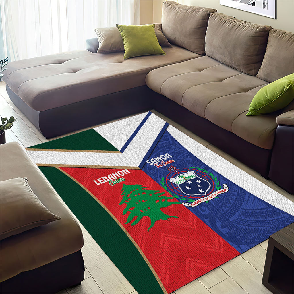 Rugby Samoa and Lebanon Area Rug Toa Samoa Cedars Together