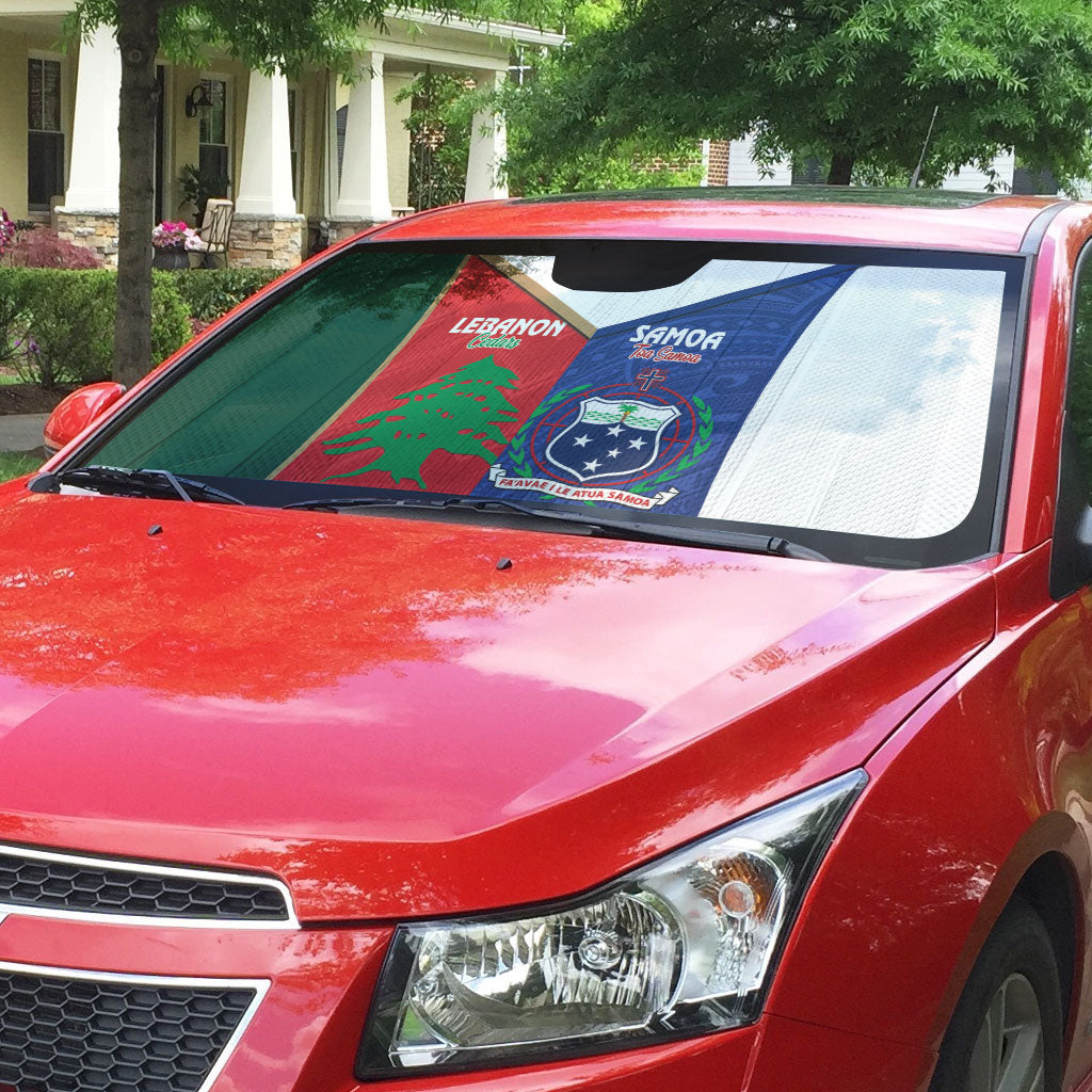 Rugby Samoa and Lebanon Auto Sun Shade Toa Samoa Cedars Together