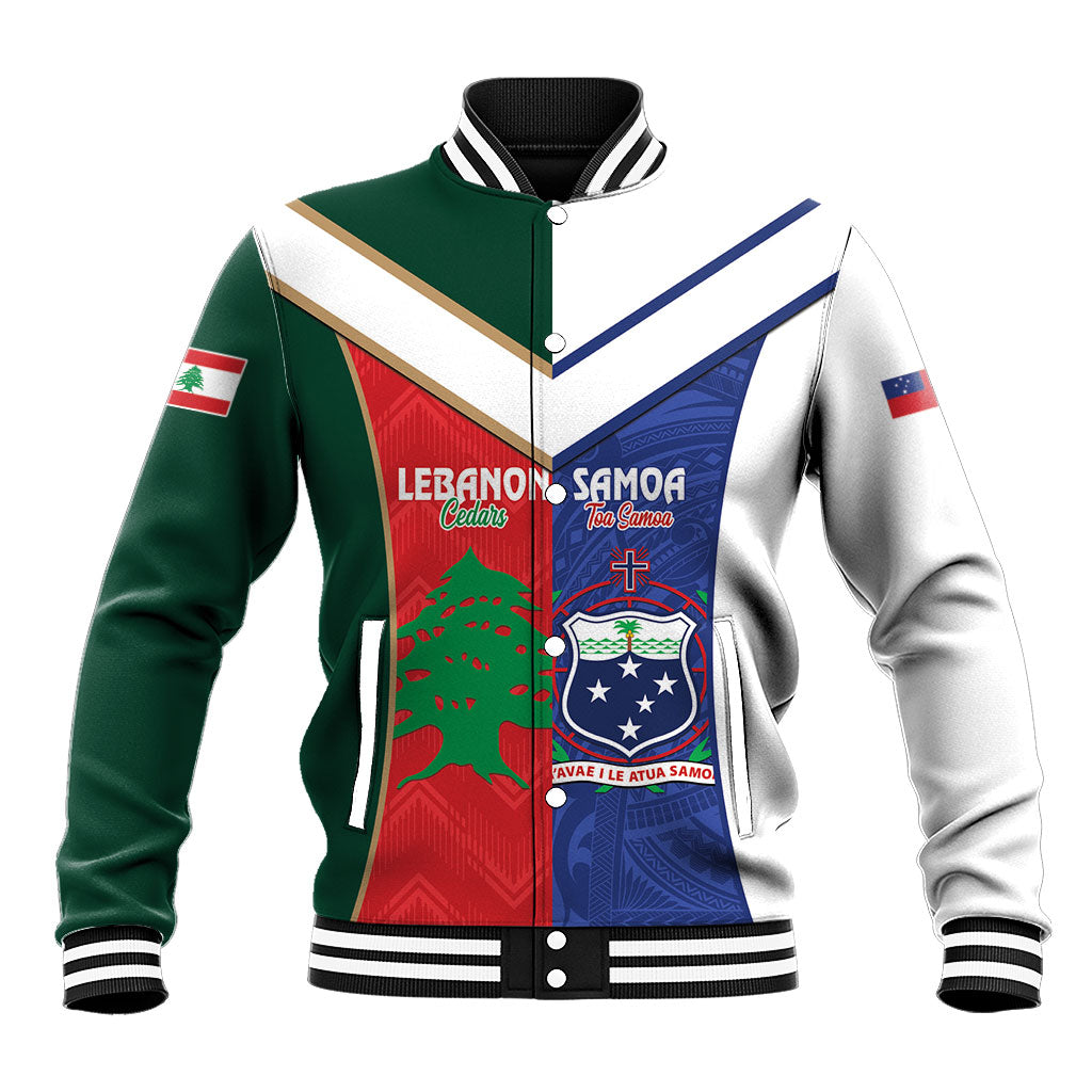 Custom Rugby Samoa and Lebanon Baseball Jacket Toa Samoa Cedars Together