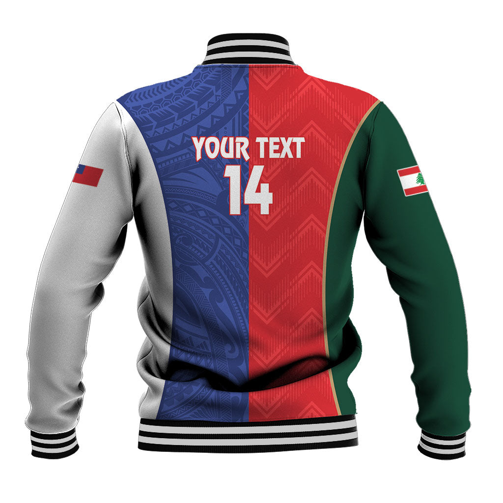Custom Rugby Samoa and Lebanon Baseball Jacket Toa Samoa Cedars Together