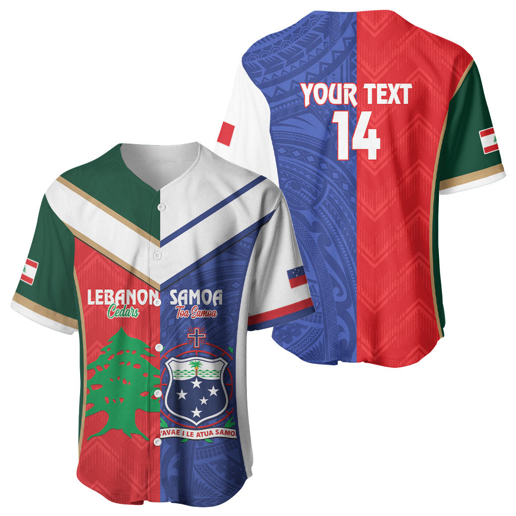 Custom Rugby Samoa and Lebanon Baseball Jersey Toa Samoa Cedars Together
