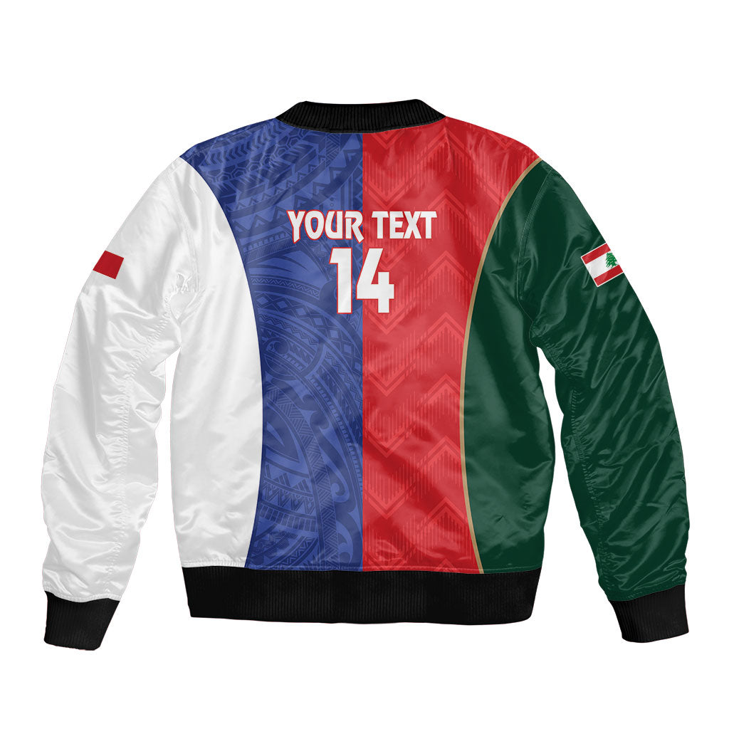 Custom Rugby Samoa and Lebanon Bomber Jacket Toa Samoa Cedars Together