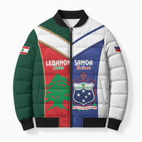 Custom Rugby Samoa and Lebanon Bomber Puffer Jacket Toa Samoa Cedars Together