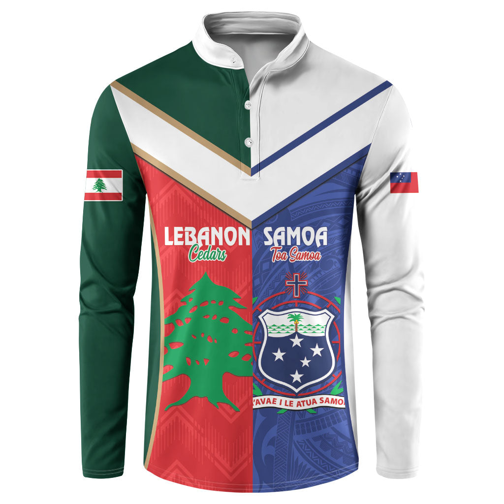 Custom Rugby Samoa and Lebanon Button Sweatshirt Toa Samoa Cedars Together