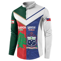Custom Rugby Samoa and Lebanon Button Sweatshirt Toa Samoa Cedars Together