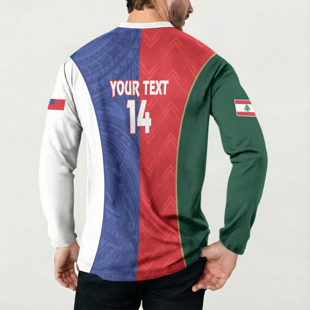 Custom Rugby Samoa and Lebanon Button Sweatshirt Toa Samoa Cedars Together