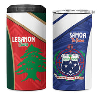Rugby Samoa and Lebanon 4 in 1 Can Cooler Tumbler Toa Samoa Cedars Together