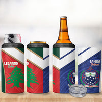 Rugby Samoa and Lebanon 4 in 1 Can Cooler Tumbler Toa Samoa Cedars Together