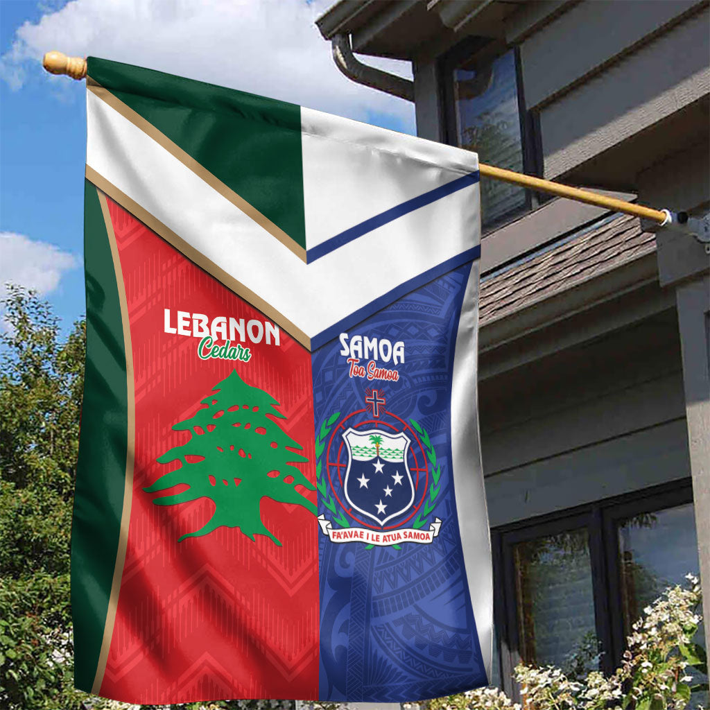 Rugby Samoa and Lebanon Garden Flag Toa Samoa Cedars Together
