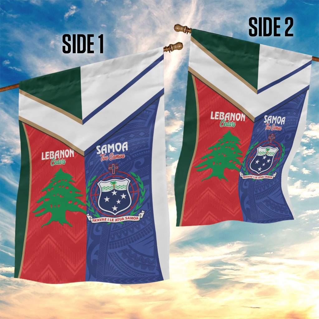 Rugby Samoa and Lebanon Garden Flag Toa Samoa Cedars Together