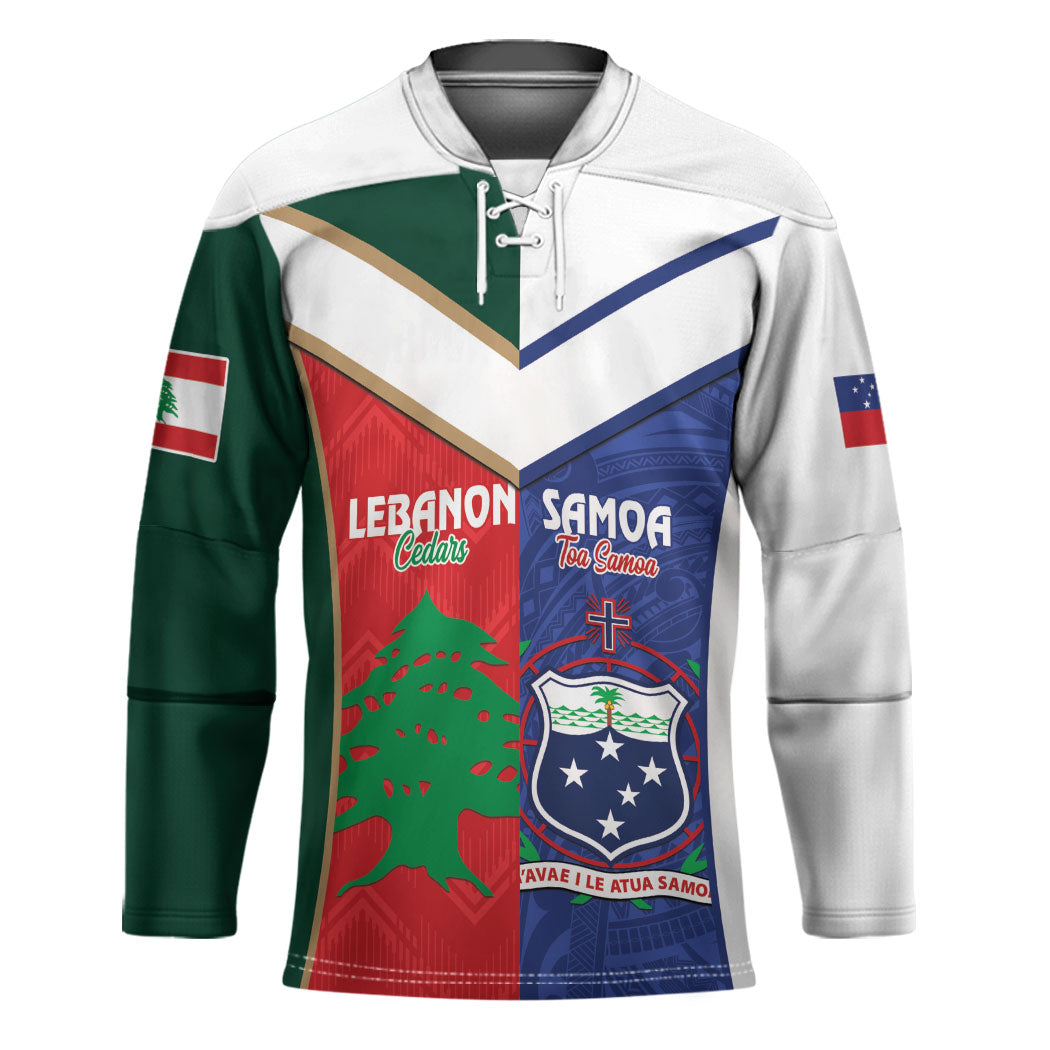 Custom Rugby Samoa and Lebanon Hockey Jersey Toa Samoa Cedars Together
