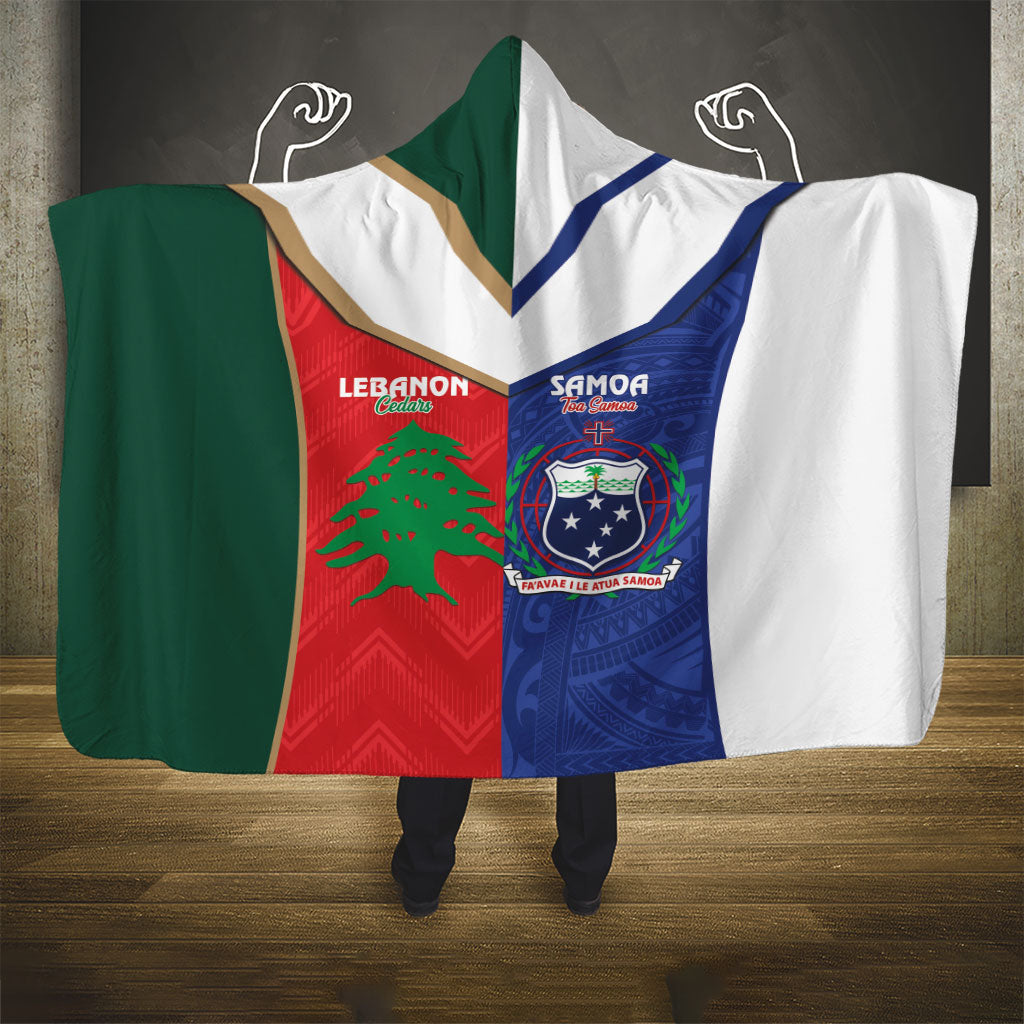 Rugby Samoa and Lebanon Hooded Blanket Toa Samoa Cedars Together