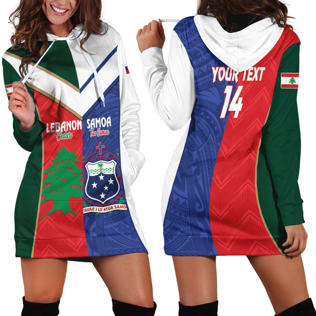Custom Rugby Samoa and Lebanon Hoodie Dress Toa Samoa Cedars Together