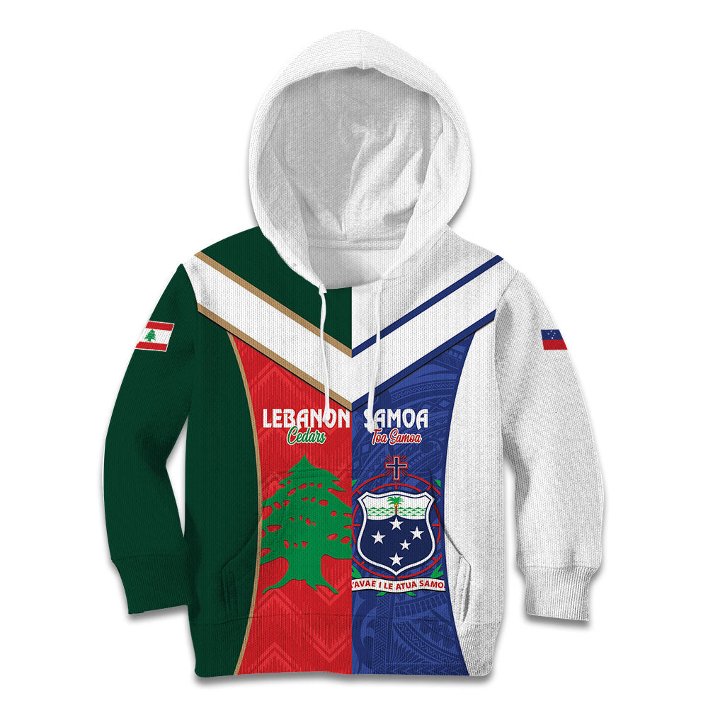 Custom Rugby Samoa and Lebanon Kid Hoodie Toa Samoa Cedars Together