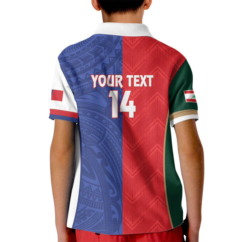 Custom Rugby Samoa and Lebanon Kid Polo Shirt Toa Samoa Cedars Together