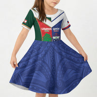 Custom Rugby Samoa and Lebanon Kid Short Sleeve Dress Toa Samoa Cedars Together