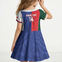 Custom Rugby Samoa and Lebanon Kid Short Sleeve Dress Toa Samoa Cedars Together