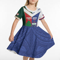 Custom Rugby Samoa and Lebanon Kid Short Sleeve Dress Toa Samoa Cedars Together