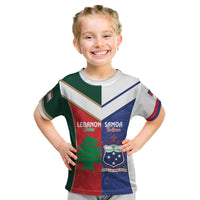Custom Rugby Samoa and Lebanon Kid T Shirt Toa Samoa Cedars Together