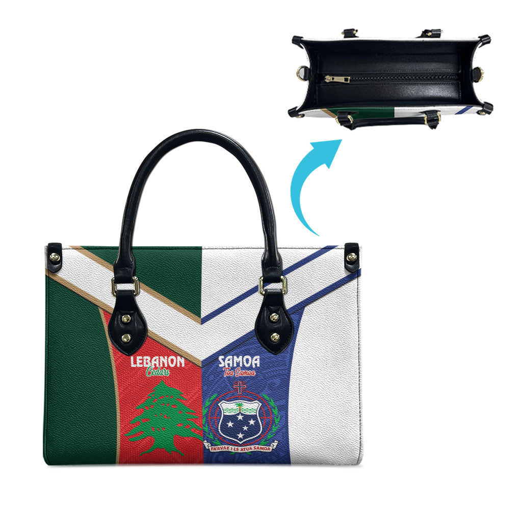 Rugby Samoa and Lebanon Leather Bag Toa Samoa Cedars Together